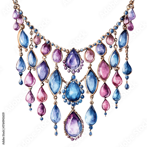 watercolor vector of Jeweled Harness, isolated on a white background.