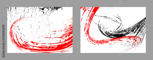 Strokes of black and red paint on a white background. Set of two templates. Graffiti element. Design template for the design of banners, posters, booklets, covers, magazines. EPS 10