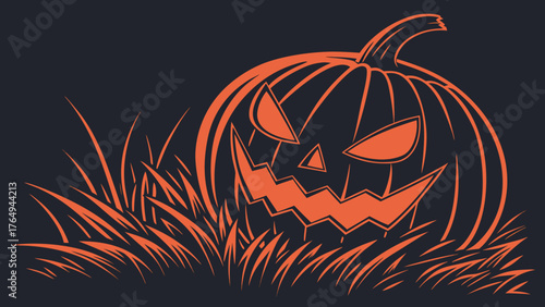 Halloween Pumpkin Jackolantern Illustration Spooky Night Design