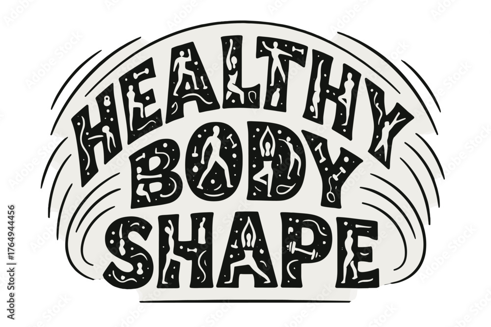 Obraz premium Fitness Silhouette Design. Decorative Display Lettering ? 