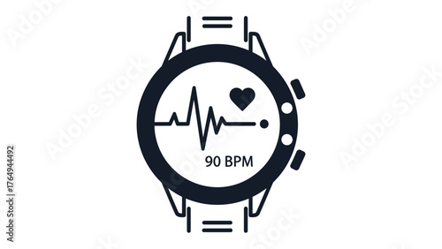 Connected Heartbeat: An animated smart watch screen showcases a live heart rate, pulsing rhythmically, signifying health monitoring in modern digital age.