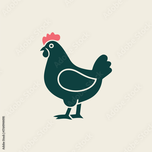 Minimal Vector Hen Silhouette Logo Design Icon – Elegant Farm Animal Emblem for Poultry, Organic Food, Agriculture, and Rustic Brand Identity