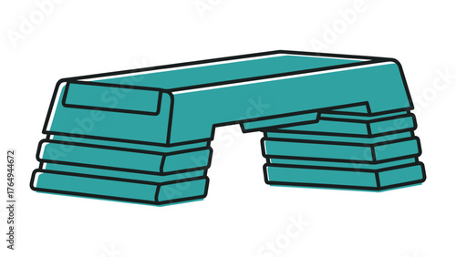 Aerobic Step in the Studio: A dynamic image captures a teal-colored aerobic step, isolated. The versatile equipment is ready for various fitness routines. 