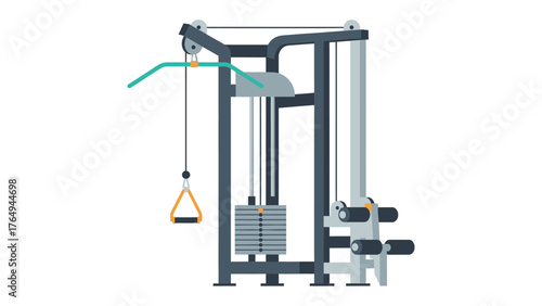 Gym Fitness Equipment: A meticulously crafted illustration presents a sleek, modern piece of gym equipment, designed for effective strength training and physical fitness.
