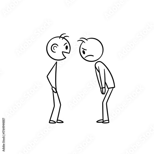 Person talking animatedly to another who looks sad, concept of compassion  