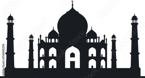 Silhouette of the taj mahal monument in india