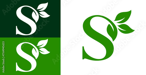 Simple and Clean Letter S with Leaf Logo Design. Logo Design For Organic Brands.