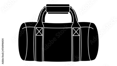 Duffle Bag Silhouette: A sleek, minimalistic silhouette of a duffel bag, emphasizing its simple shape and functional design.