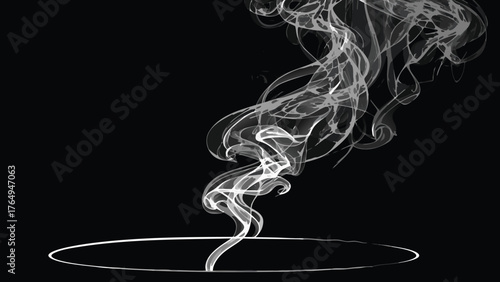 White Smoke Rising Abstract Vapor Art on Black Background