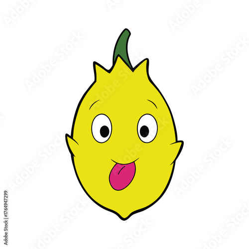 Dragon Fruit Yellow With Silly Tongue Illustration