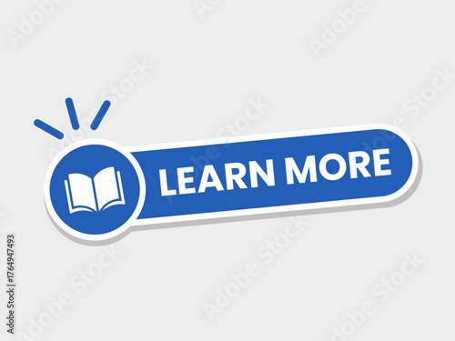 Learn more Button. Sticker Label or Badge Sign Symbol. Vector Illustration.