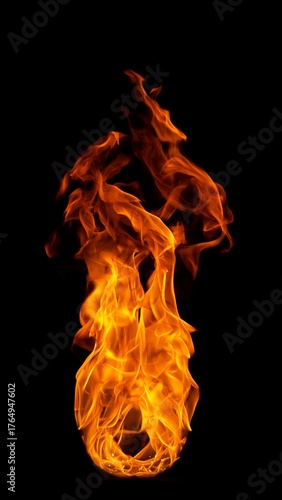 Fire flames isolated on a black background