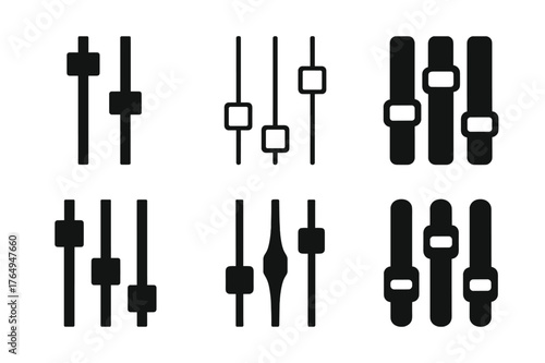 Theater Sound Logo Variations. Theater sound design. Set Logo of Theater sound design: Fader slider. harmonious logo variations of the same emblematic concept,