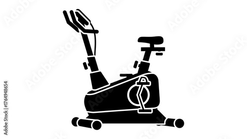 Workout Silhouette: A minimalist black silhouette of an exercise bike, representing health, fitness, and active lifestyle. 