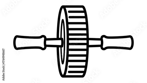 Abdominal Roller Isolated: A simple, sleek illustration of an abdominal roller, designed for core strengthening exercises. The minimalist design evokes fitness and wellness.