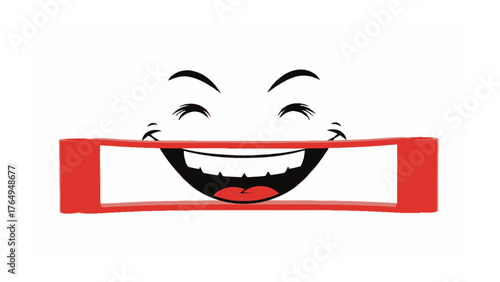 Smiling Face in Red Frame: A vivid red frame surrounds a gleeful smiling face. Capturing the essence of joy, this playful graphic adds a touch of lightheartedness and visual interest.