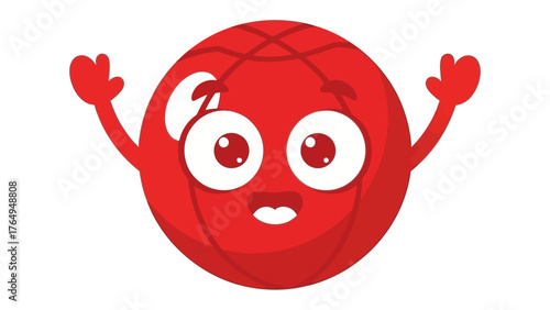 Basketball Cartoon's Expressive Surprise: A vibrant basketball cartoon character expresses a moment of playful surprise, featuring expressive eyes, and arms.