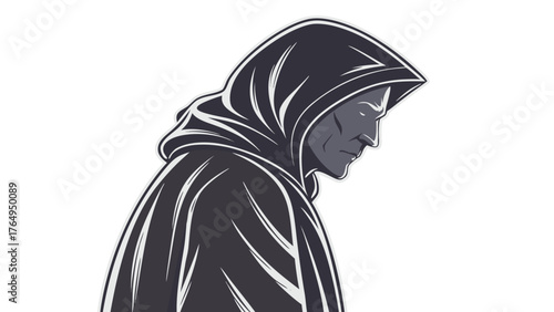 Dark Hooded Figure Illustration Mysterious Shadow Character Art