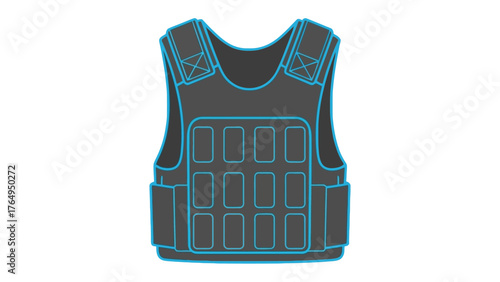 Bulletproof Vest: A modern bulletproof vest, offering vital protection and security. Designed with practicality and safety in mind, ideal for professionals