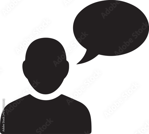 Man with speech bubbles silhouette icon vector illustration communication concept