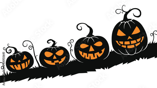 Halloween Jack O Lantern Pumpkins Spooky Carved Faces Glowing Decoration