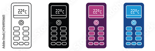 Air conditioner remote icon set. vector illustration.