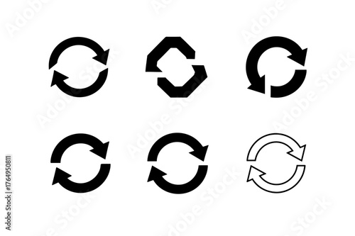 Business Continuity Logos. Business continuity risk. Set Logo of Business continuity risk: interrupted looped arrows. harmonious logo variations of the same