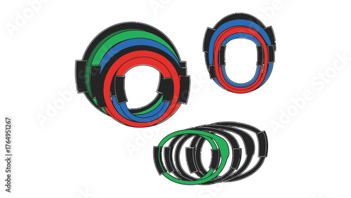 Modern Sport Hoops: A vibrant assortment of multi-colored sport hoops, perfect for recreational activities, physical fitness, and training, inviting playful exercise and motion. 