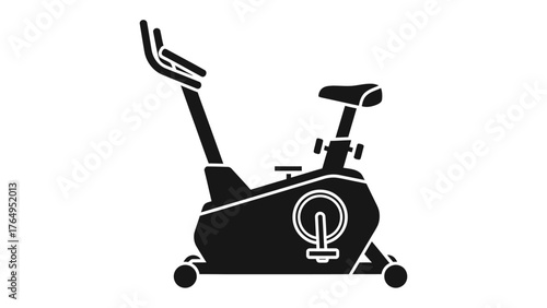 Exercise Bicycle Silhouette: A sleek, minimalist silhouette of an exercise bicycle, rendered in bold black against a clean backdrop, representing fitness and wellness.