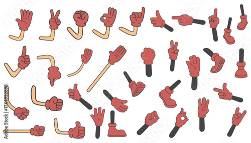Cartoon hand gestures collection for animation and character design fun