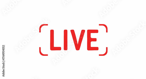 A red "Live" icon for streaming, a vector illustration clip art isolated on a white background for commercial use