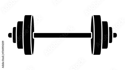 Weights Silhouette: A classic black-and-white image of a dumbbell, embodying the essence of strength training and fitness, ready for exercise.