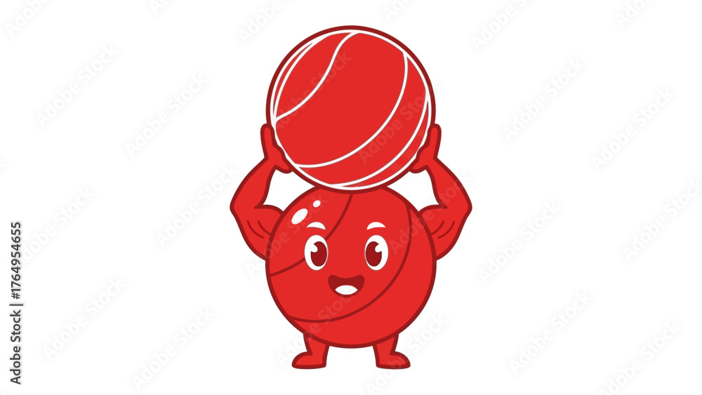 Fototapeta premium Basketball Mascot: A vibrant illustration of a playful basketball mascot, exuding energy and enthusiasm with a bold, dynamic pose and a captivating smile.