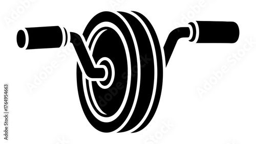 Core Exercise Device: A sleek, black silhouette of a core exercise wheel, designed for abdominal workouts, providing a simple yet effective tool for fitness enthusiasts.