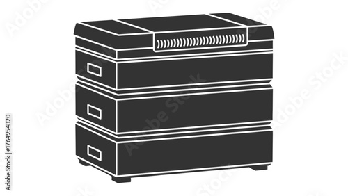Storage Chests: A dark-themed illustration showcasing the simplicity and functionality of stacked storage chests, an elegant solution for organizing and preserving possessions.