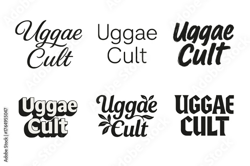 Uggae Cult Lettering Variations. Uggae Cult. Set lettering. harmonious lettering variations of the same emblematic concept, each with different artistic