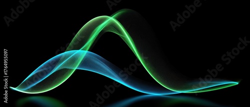 Abstract colorful wave lines with smooth curves flowing in black background artistic vibrant digital graphic design