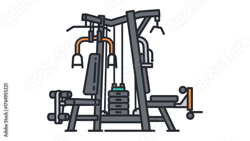 Gym Workout Equipment: A modern piece of multi-station workout equipment.