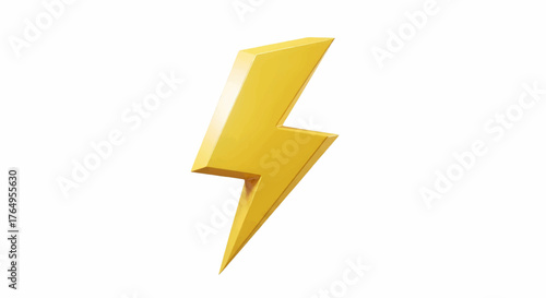Yellow 3D thunderbolt icon. Vector illustration isolated on a white background. Electric clip art for commercial use