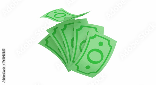 Green cash bills fanned out. Vector illustration isolated on a white background, clip art for commercial use