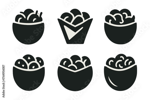 Stuffed Pita Logos. Stuffed Pita Pockets. Set Logo of Stuffed Pita: Filled silhouette, Abstract geometric, Negative space, Flat solid, Stylized detail, Iconic