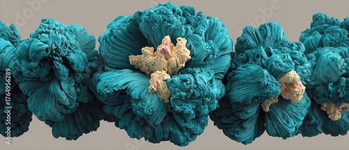 Intricate teal coral reef with beige and pink accents showcasing marine environment and underwater ecosystem detail