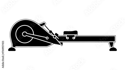 Silhouette of a Rowing Machine: This image captures the sleek silhouette of a rowing machine, emphasizing its design. This machine is a popular cardio fitness apparatus.