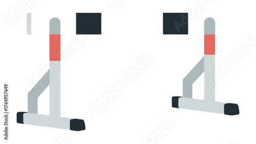 Minimalist Hurdle Race: A modern, geometric illustration of hurdles ready to challenge athletes in a track and field competition, set against a simple background.