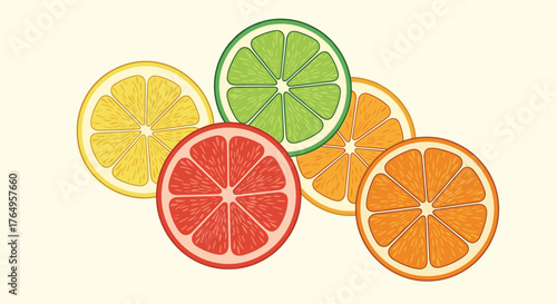 A vibrant collection of assorted citrus fruit slices arranged artistically.