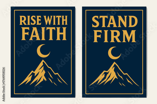 Resilient Faith Banners. Resilient Faith. Two vertical A6 banners with safe margins, centered composition, no elements touching edges, bold, navy and gold,