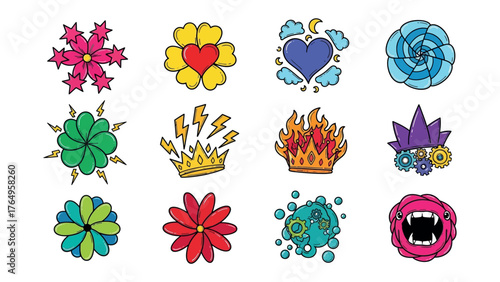 Whimsical Emblems: A vibrant collection of unique illustrations, each a testament to creative design, perfect for adding a touch of personality and flair.