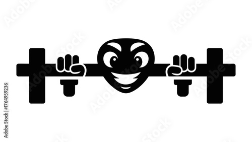 Weightlifting Fun: A playful illustration captures a weightlifting barbell smiling cheerfully, exuding a sense of enthusiasm and playful energy.