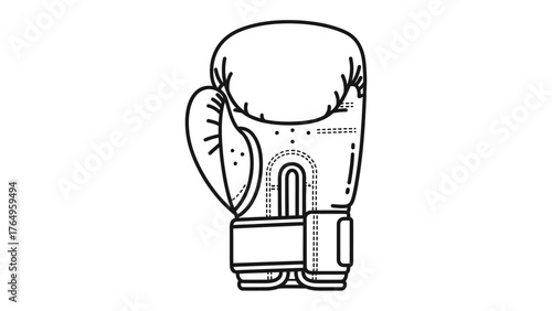Boxing Glove Outlined: A solitary boxing glove, meticulously outlined to highlight its structure, symbolizes strength, training, and the competitive spirit of boxing.