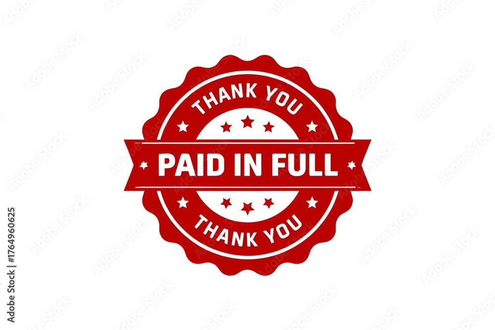 Obraz premium Red Paid in Full Thank You Seal Stock Photo